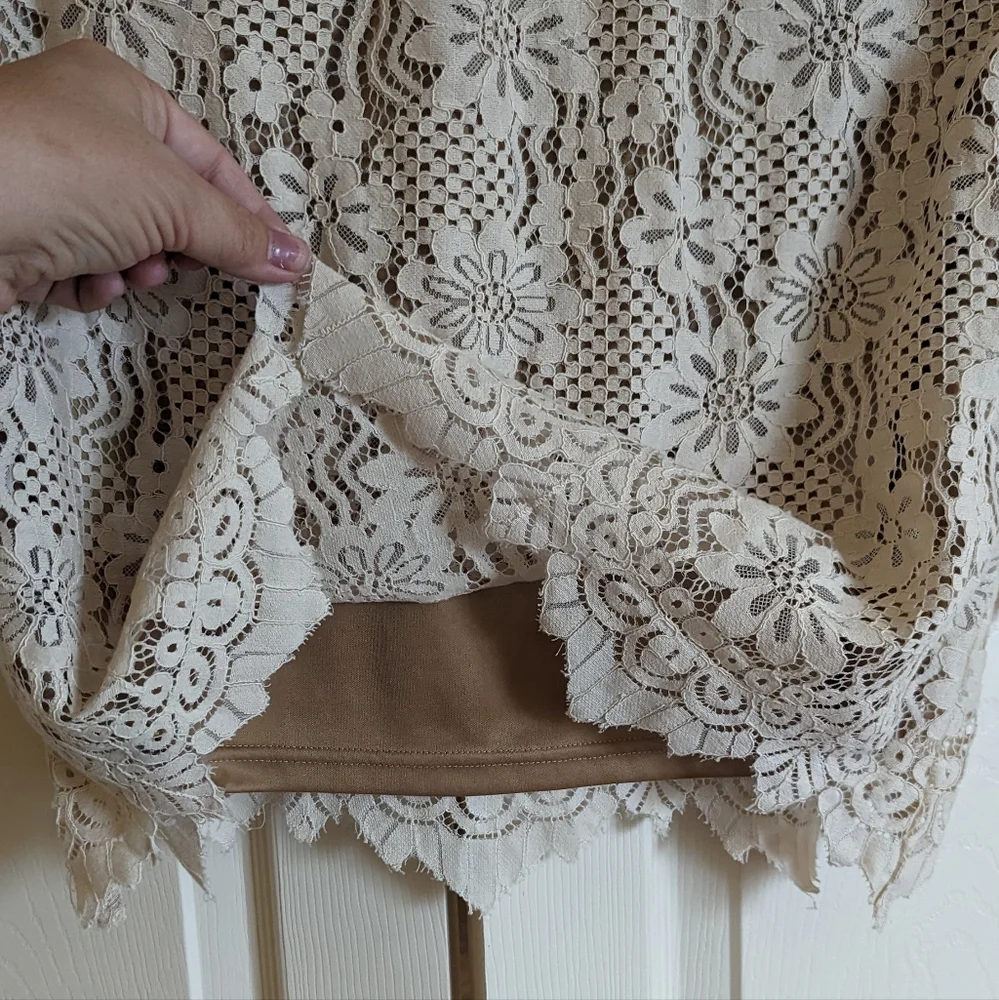 ENTRO Boho M Lace Top Flared Sleeves Corset Neckline Coquette